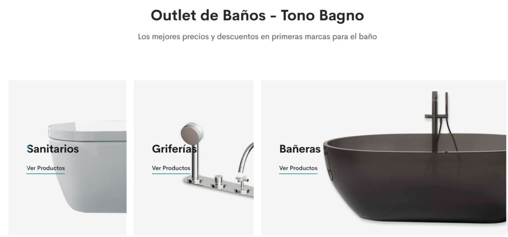 outlet bañeras, descuentos baños, tienda online baños