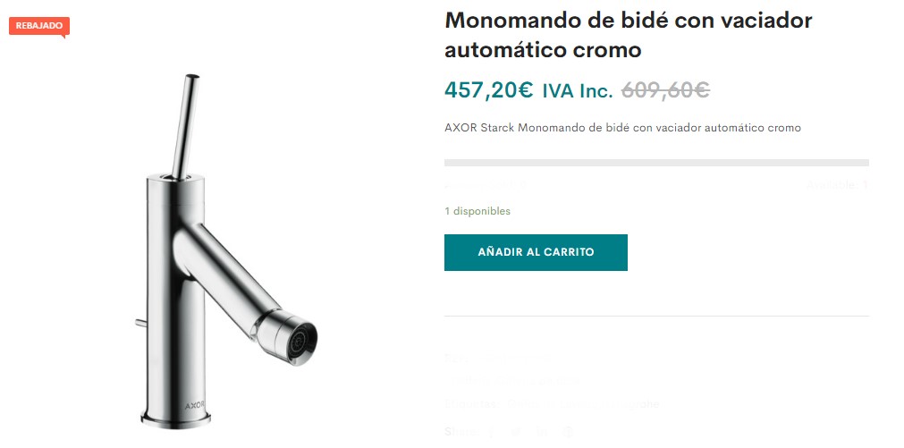 griferias bide en oferta, griferia axor en oferta, ofertas grifos axor